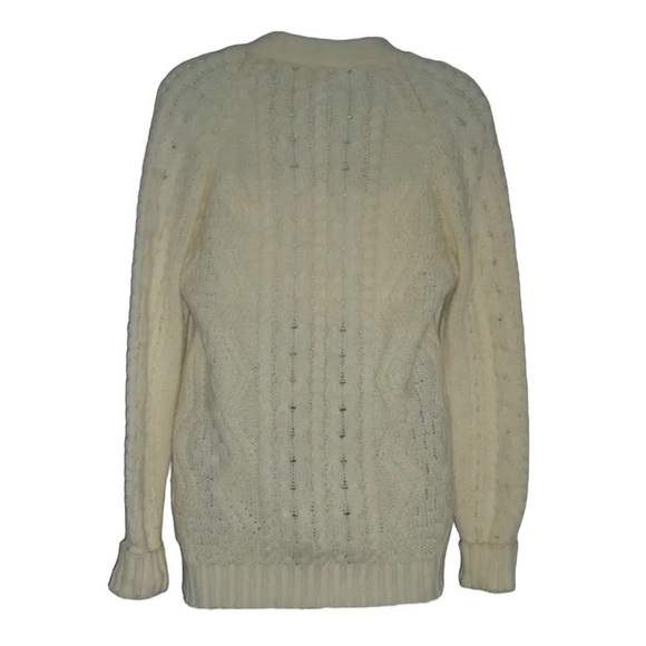 Vintage 70's Exclusive Imports Sweater Cardigan Prep School Academia Cable Knit - Picture 9 of 13